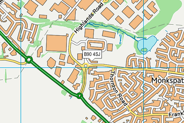 B90 4SJ map - OS VectorMap District (Ordnance Survey)