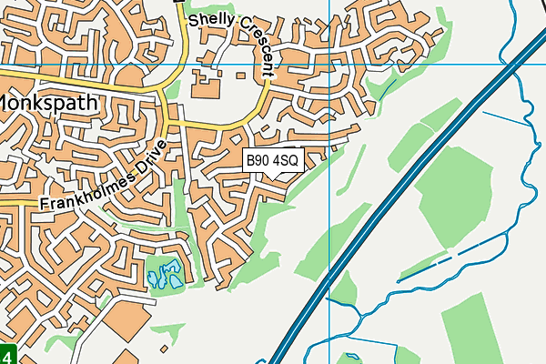 B90 4SQ map - OS VectorMap District (Ordnance Survey)