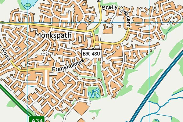 B90 4SU map - OS VectorMap District (Ordnance Survey)