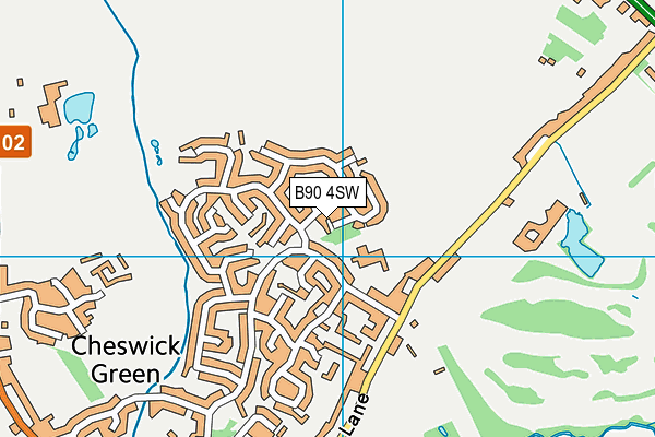 B90 4SW map - OS VectorMap District (Ordnance Survey)