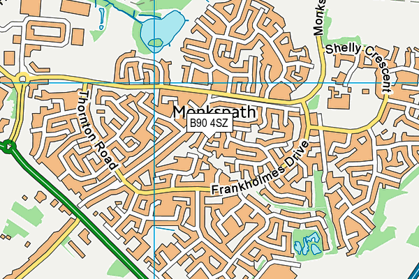 B90 4SZ map - OS VectorMap District (Ordnance Survey)