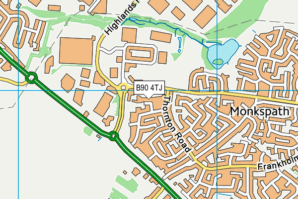 B90 4TJ map - OS VectorMap District (Ordnance Survey)