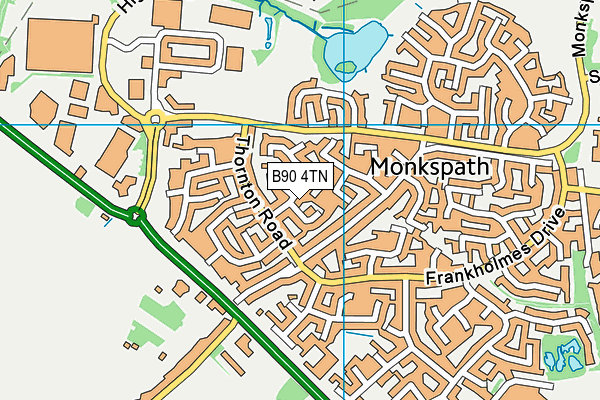 B90 4TN map - OS VectorMap District (Ordnance Survey)