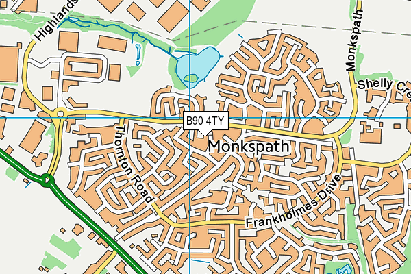 B90 4TY map - OS VectorMap District (Ordnance Survey)