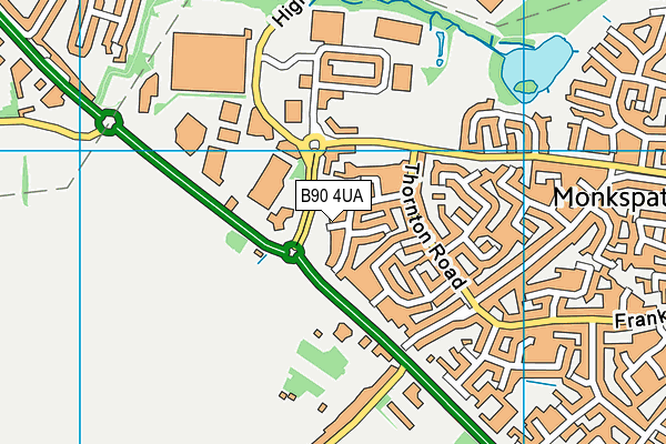 B90 4UA map - OS VectorMap District (Ordnance Survey)