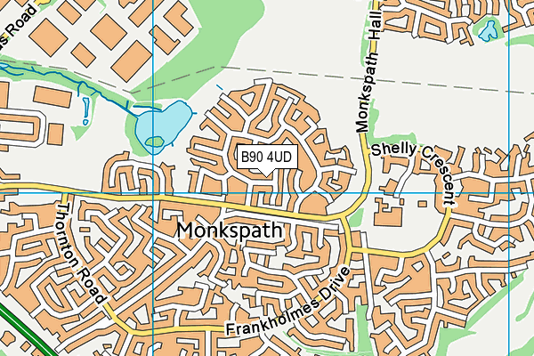 B90 4UD map - OS VectorMap District (Ordnance Survey)