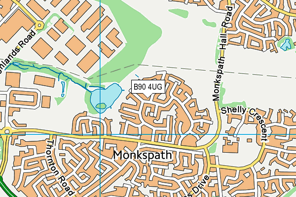 B90 4UG map - OS VectorMap District (Ordnance Survey)