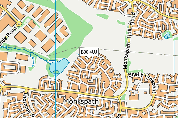 B90 4UJ map - OS VectorMap District (Ordnance Survey)