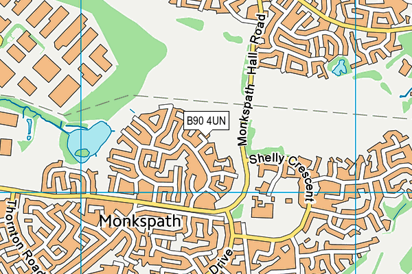 B90 4UN map - OS VectorMap District (Ordnance Survey)