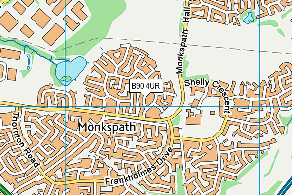 B90 4UR map - OS VectorMap District (Ordnance Survey)