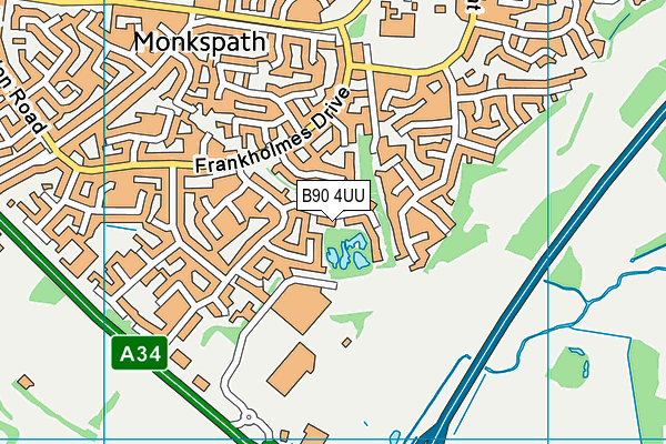 B90 4UU map - OS VectorMap District (Ordnance Survey)