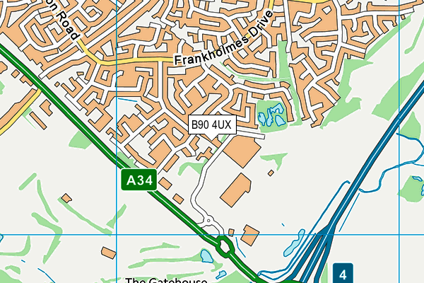 B90 4UX map - OS VectorMap District (Ordnance Survey)