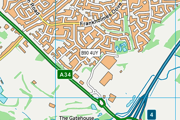 B90 4UY map - OS VectorMap District (Ordnance Survey)