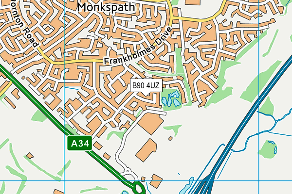 B90 4UZ map - OS VectorMap District (Ordnance Survey)