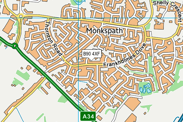 B90 4XF map - OS VectorMap District (Ordnance Survey)