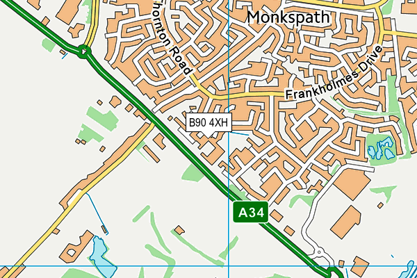 B90 4XH map - OS VectorMap District (Ordnance Survey)