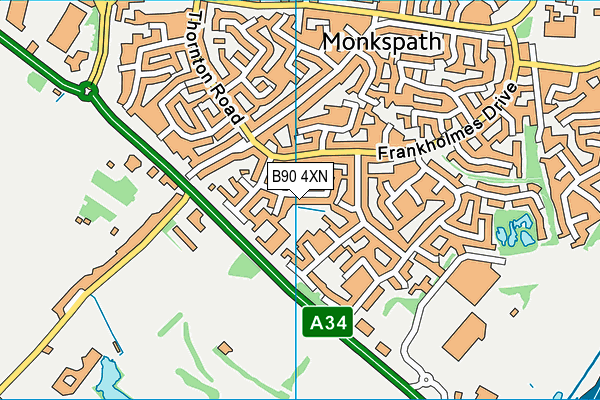 B90 4XN map - OS VectorMap District (Ordnance Survey)