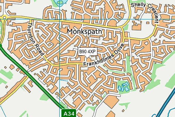 B90 4XP map - OS VectorMap District (Ordnance Survey)