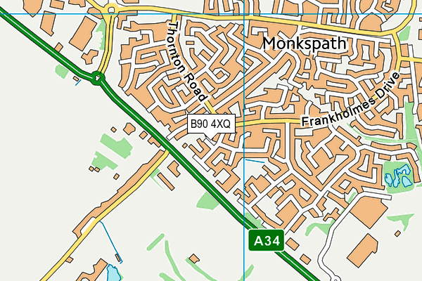 B90 4XQ map - OS VectorMap District (Ordnance Survey)