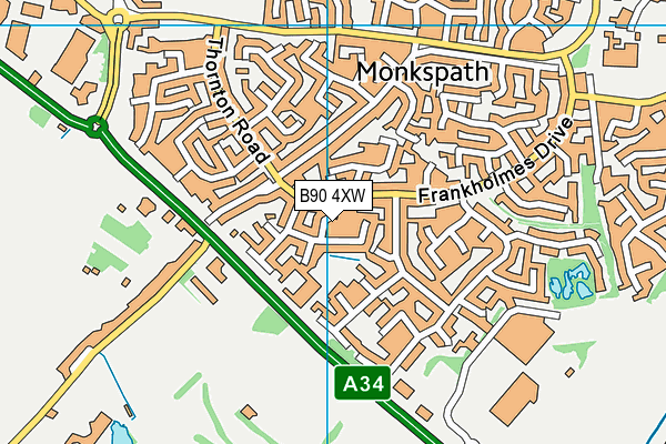 B90 4XW map - OS VectorMap District (Ordnance Survey)