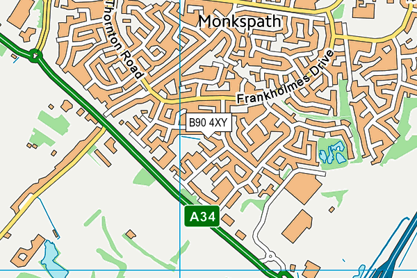 B90 4XY map - OS VectorMap District (Ordnance Survey)