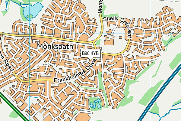 B90 4YB map - OS VectorMap District (Ordnance Survey)