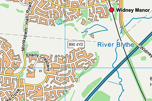 B90 4YD map - OS VectorMap District (Ordnance Survey)