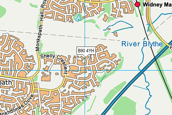 B90 4YH map - OS VectorMap District (Ordnance Survey)