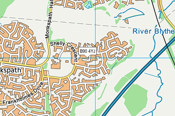 B90 4YJ map - OS VectorMap District (Ordnance Survey)