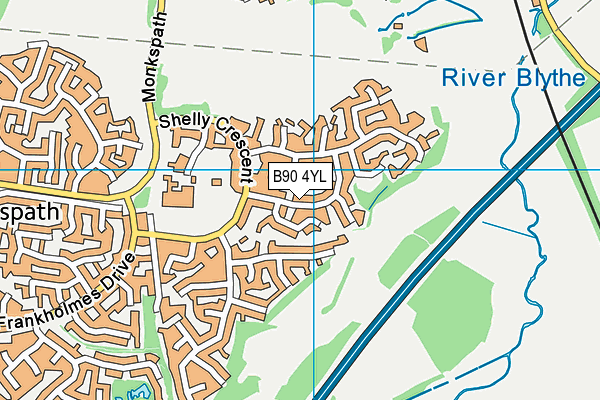 B90 4YL map - OS VectorMap District (Ordnance Survey)