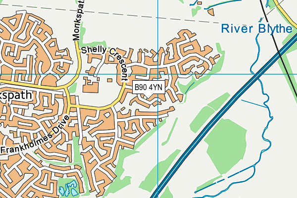 B90 4YN map - OS VectorMap District (Ordnance Survey)