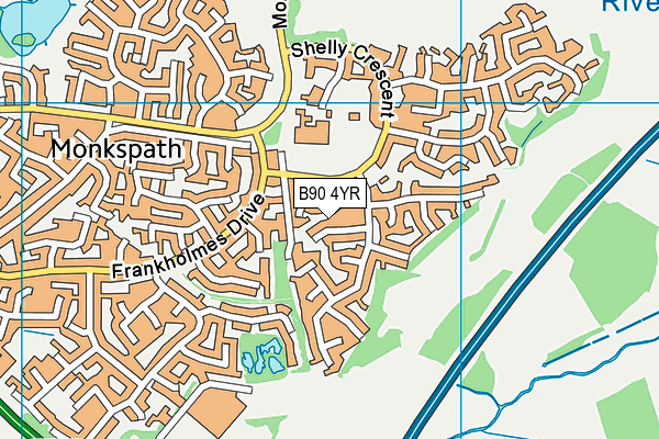B90 4YR map - OS VectorMap District (Ordnance Survey)