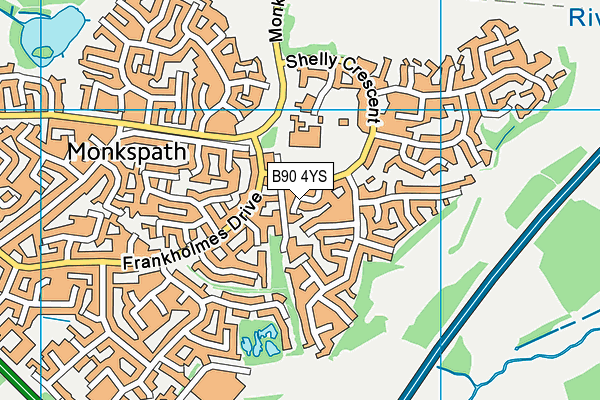 B90 4YS map - OS VectorMap District (Ordnance Survey)