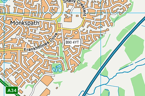 B90 4YT map - OS VectorMap District (Ordnance Survey)