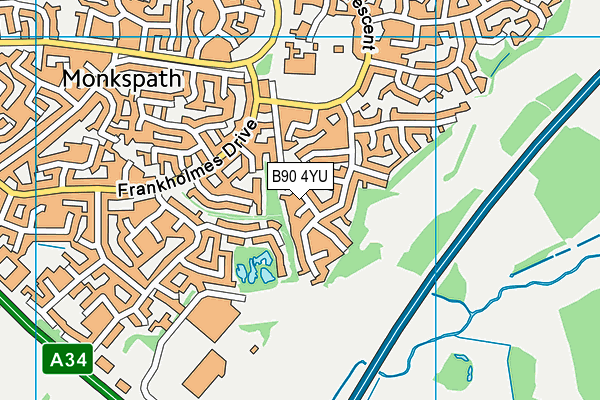 B90 4YU map - OS VectorMap District (Ordnance Survey)
