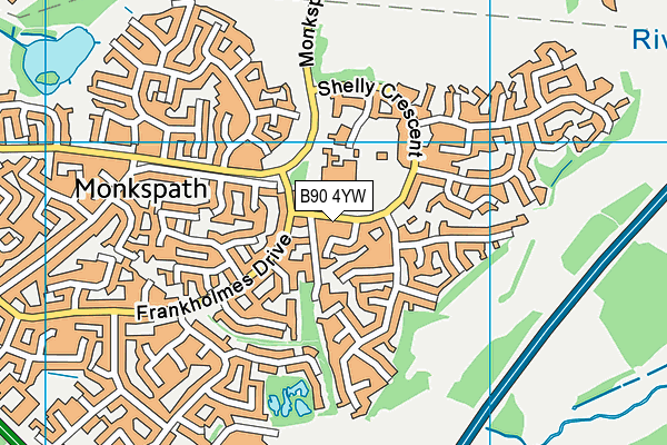 B90 4YW map - OS VectorMap District (Ordnance Survey)