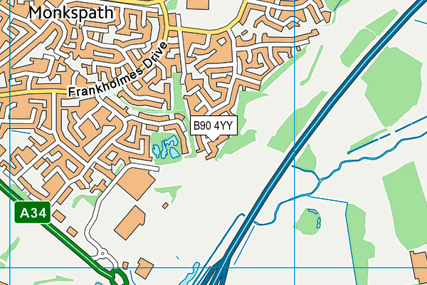 B90 4YY map - OS VectorMap District (Ordnance Survey)