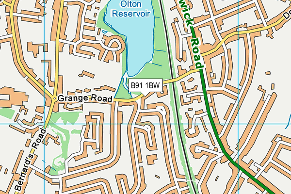 B91 1BW map - OS VectorMap District (Ordnance Survey)