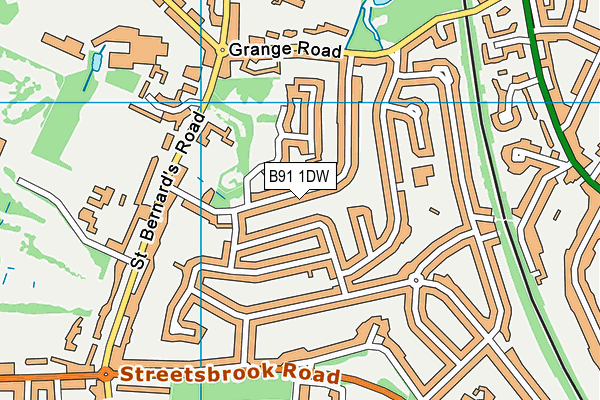 B91 1DW map - OS VectorMap District (Ordnance Survey)