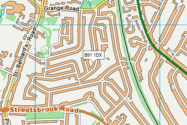 B91 1DX map - OS VectorMap District (Ordnance Survey)