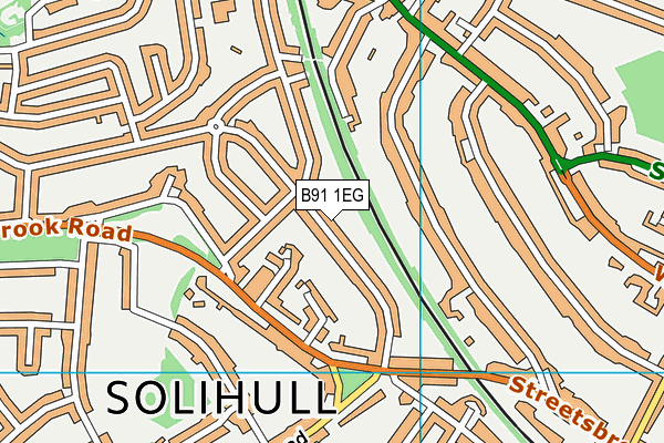 B91 1EG map - OS VectorMap District (Ordnance Survey)