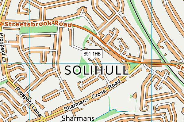 B91 1HB map - OS VectorMap District (Ordnance Survey)