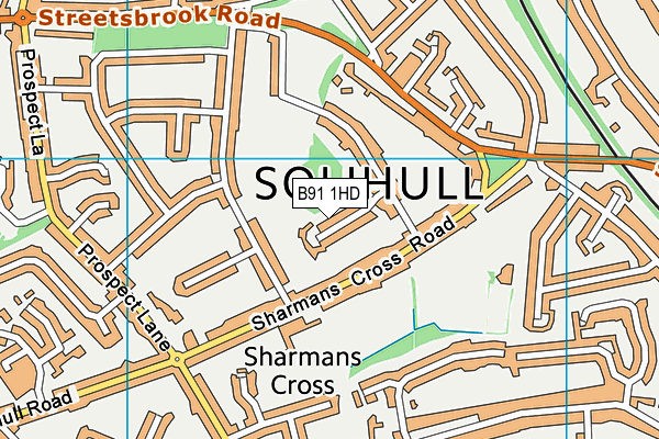 B91 1HD map - OS VectorMap District (Ordnance Survey)