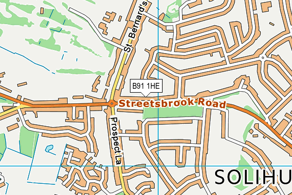 B91 1HE map - OS VectorMap District (Ordnance Survey)