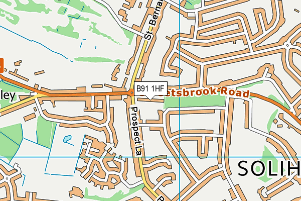 B91 1HF map - OS VectorMap District (Ordnance Survey)