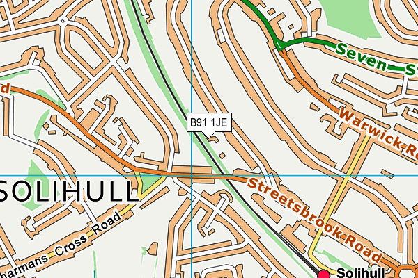 B91 1JE map - OS VectorMap District (Ordnance Survey)