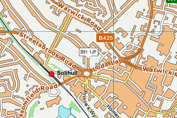 B91 1JP map - OS VectorMap District (Ordnance Survey)