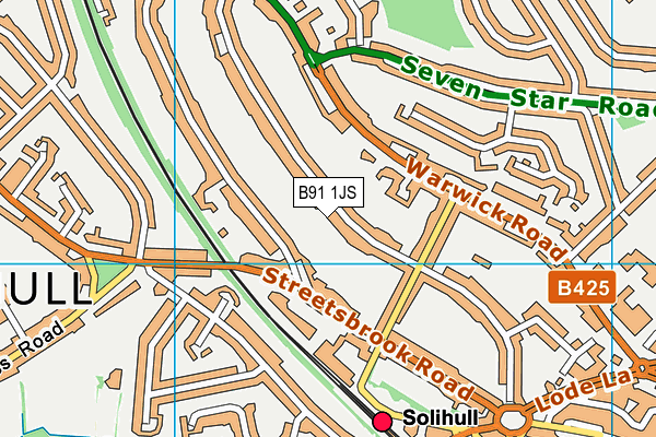 B91 1JS map - OS VectorMap District (Ordnance Survey)