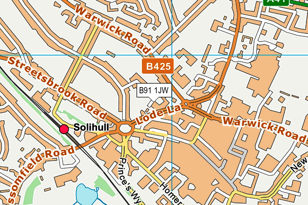 B91 1JW map - OS VectorMap District (Ordnance Survey)