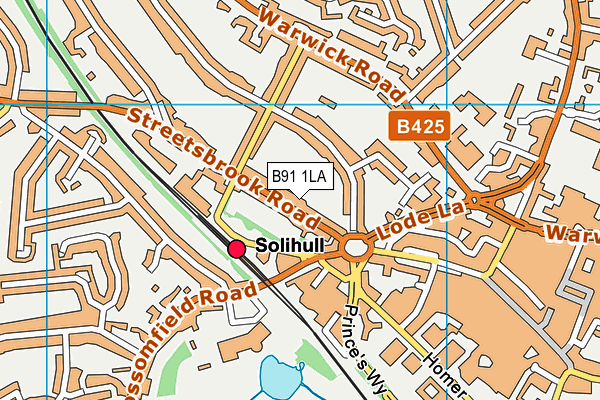 B91 1LA map - OS VectorMap District (Ordnance Survey)